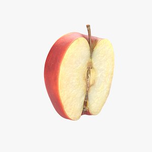 3D Half Cut Red Apple