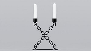 3D Alphabet X Black Chain Candleholder 3D Model True PBR Renders Zero Cleanup UVs 4K PBR Textures