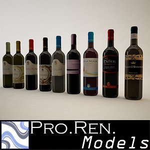 3d bottle wine model