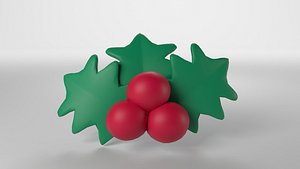 Low poly - Cute Holly Berry 3D model