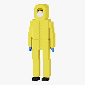 Man in protective suit voxel art model
