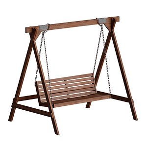 Wooden park swing 3D model