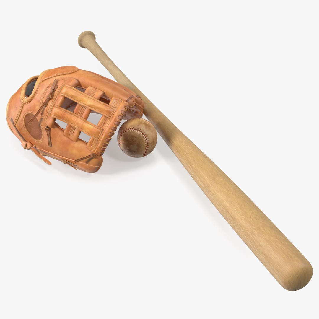 Baseball Equipment Set Fur 3D model preview