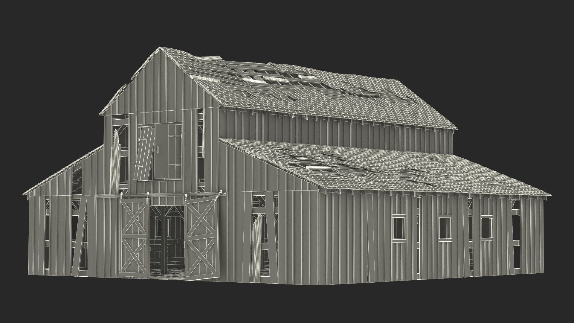 3D Model Dilapidated Barn - TurboSquid 2413795