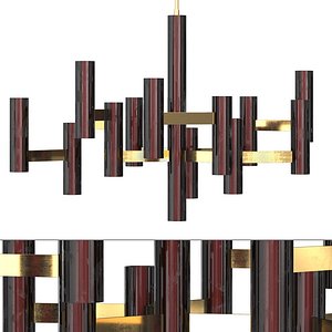 Sciolari Style Black and Brass Multi Chandelier