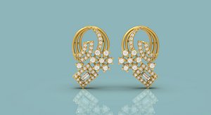 3D Diamond Tops Earring - 0018 model