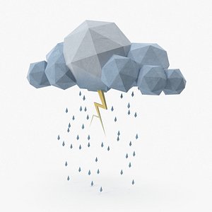 Low Poly Storm Cloud and Lightning 2