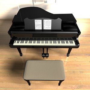 GRANDE PIANO AND STOOL