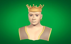 Cartoon King Bust with Royal Crown