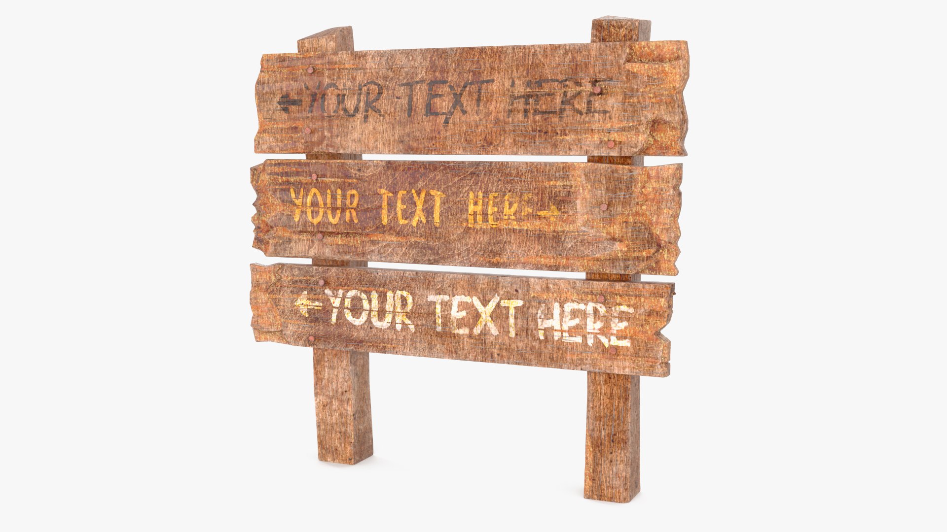Old Weathered Road Rustic Signpost Mockup 3D model preview