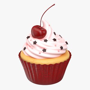 3D cupcake cherry pbr model