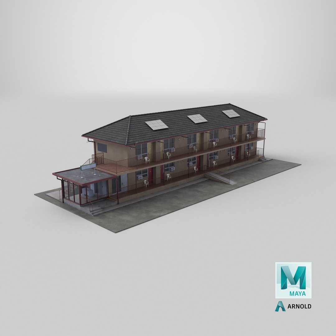 Two Story Motel 3D model https://p.turbosquid.com/ts-thumb/SL/AIM05W/hY/stemcell_maya_arnold_render/png/1731598434/1920x1080/fit_q87/c1c4841a22005296587135d23743e1d426bd28e6/stemcell_maya_arnold_render.jpg