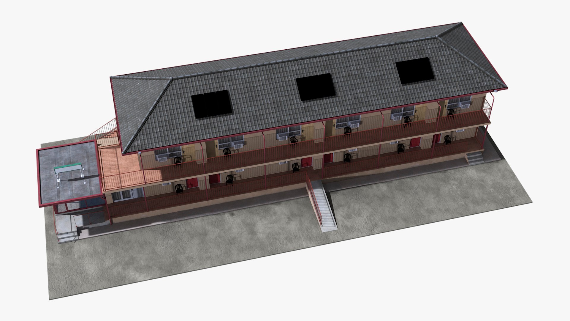 Two Story Motel 3D model https://p.turbosquid.com/ts-thumb/SL/AIM05W/sG/twostorymotelc4dmodel009/jpg/1725535610/1920x1080/fit_q87/b23d66101e832f33443060745a7f78a47f983fb4/twostorymotelc4dmodel009.jpg