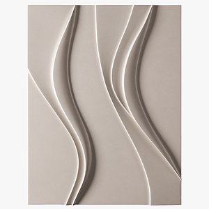Simply Double Waves Beige Art Panel 3D