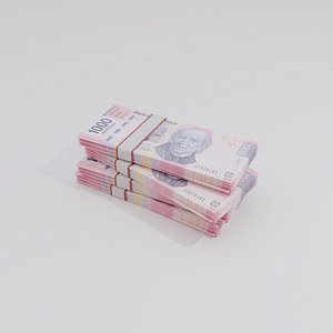 3D model 1000 Mexican Peso Currency
