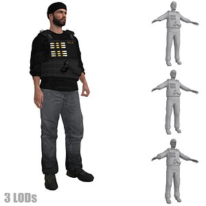 DEA Agent 2 LOD's Rigged