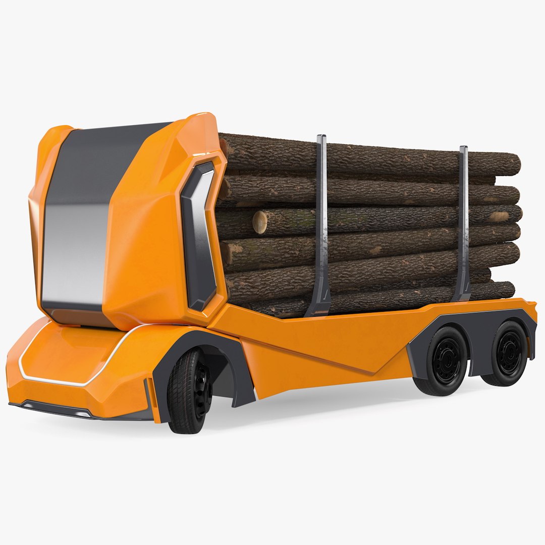 Self Driving Logging Truck Rigged 3D model preview