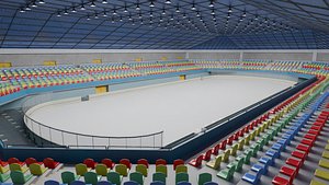 Japanese Ice Skating Rink Arena Full Building Interior Exterior 3D Model