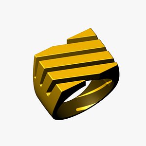 Square cross fashion ring 3D model