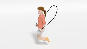 3D girl playing rope model