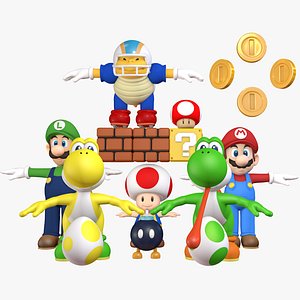 Super Mario and Luigi 64 Low-poly 3D Printed Figures 