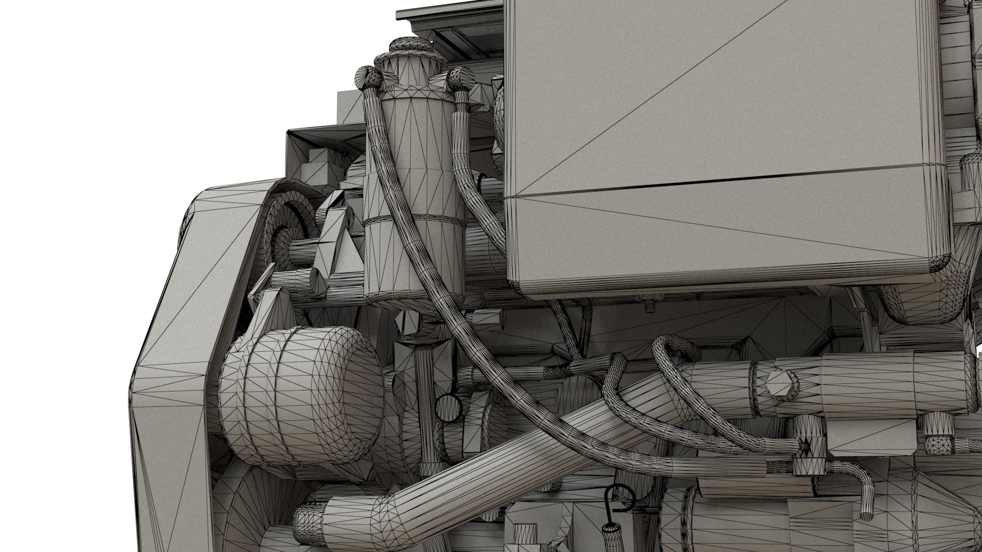 Bobtail 4LV Marine Diesel Engine 3D Model PBR Textured Yanmar Model ...