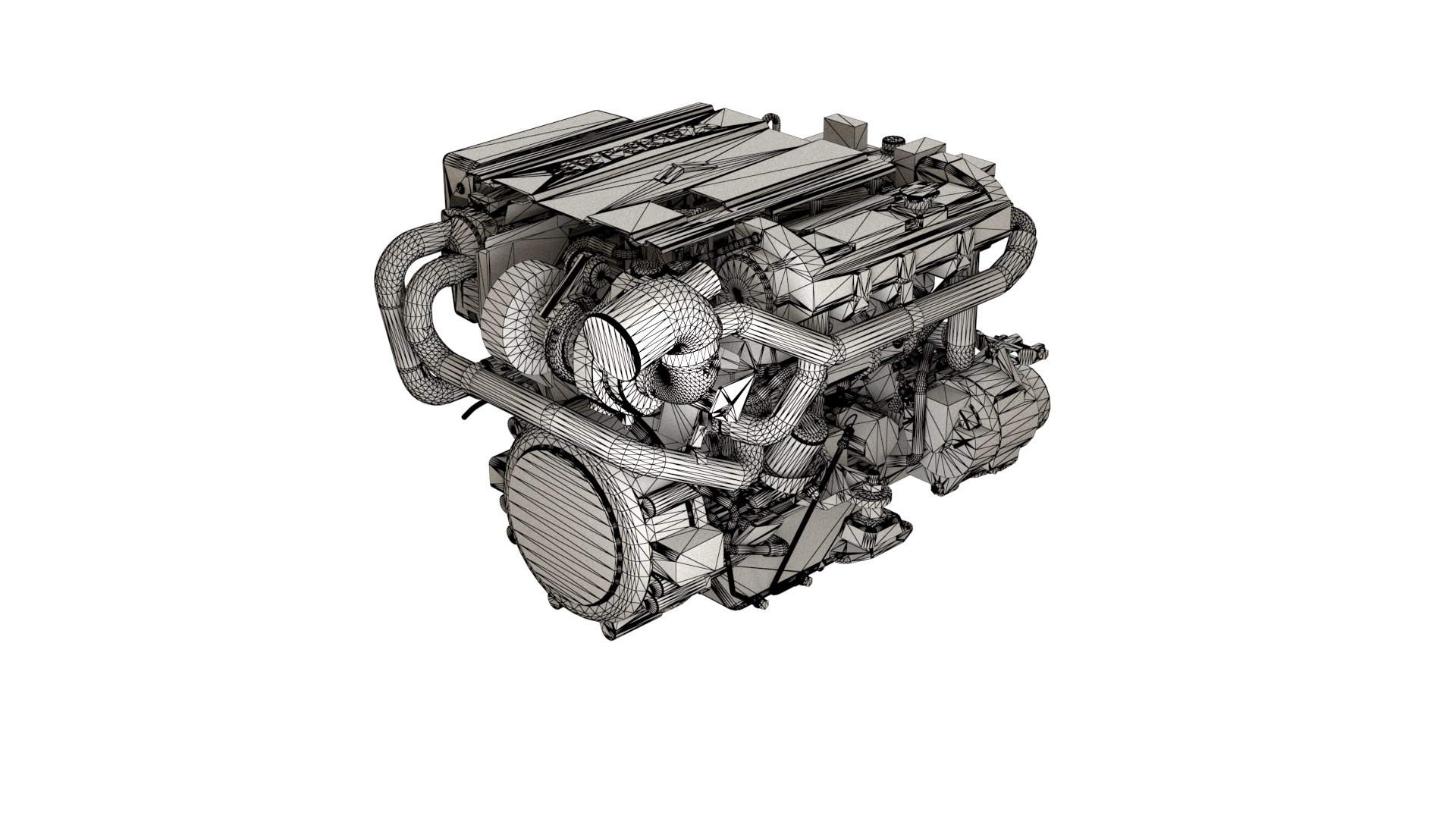 Bobtail 4LV Marine Diesel Engine 3D Model PBR Textured Yanmar Model ...