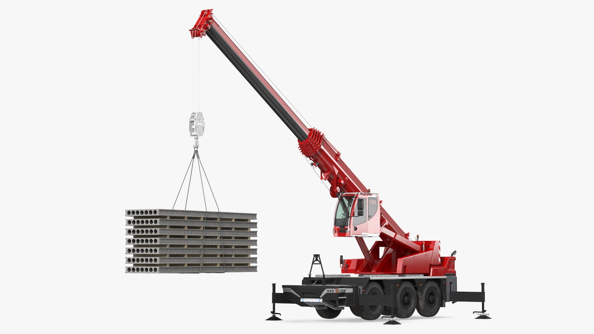 Mobile Crane With Concrete Slab Rigged 3D model preview