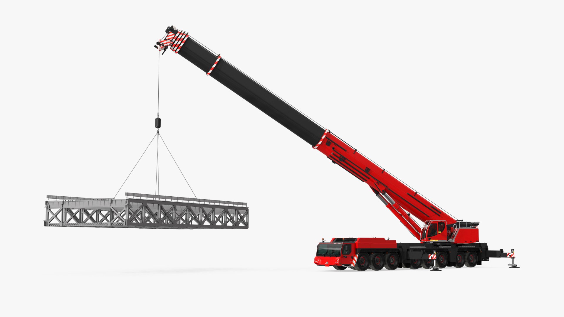 Mobile Telescopic Crane Lifting Load Red 3D model preview