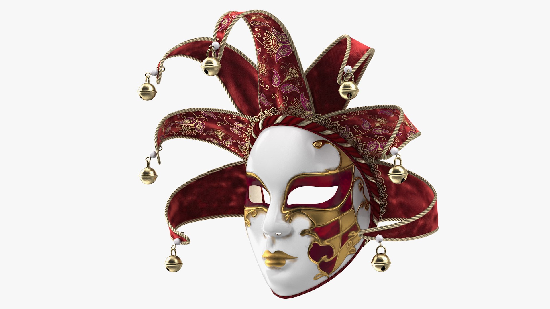 Red venetian face carnival 3D model - TurboSquid 1476310