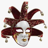 Red Venetian Full Face Carnival Mask