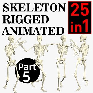 Skeleton Rigged 3D Animations Set 5 - 25 in 1 3D model