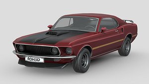 Low Poly Car - Ford Mustang Mach 1 351 1969