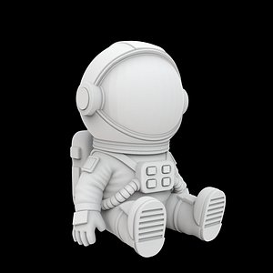 Cartoon Astronaut Sitting Figurine 3D Print Model
