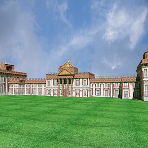 low poly european palace 3D