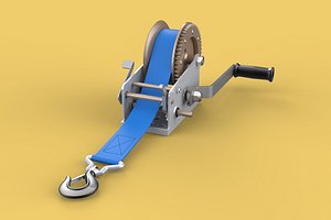 3D model MANUAL ROTARY HAND CRANK WINCH HOIST BELT WEBBING STRAP CRANE