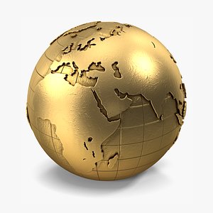 3D gold globe model