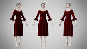 3D Dress 03 Burgundy Velvet