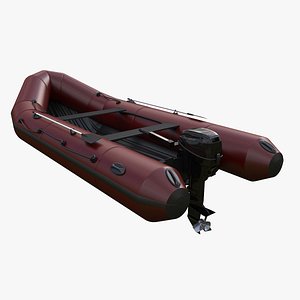 3D Inflatable Boat with Outboard Engine model