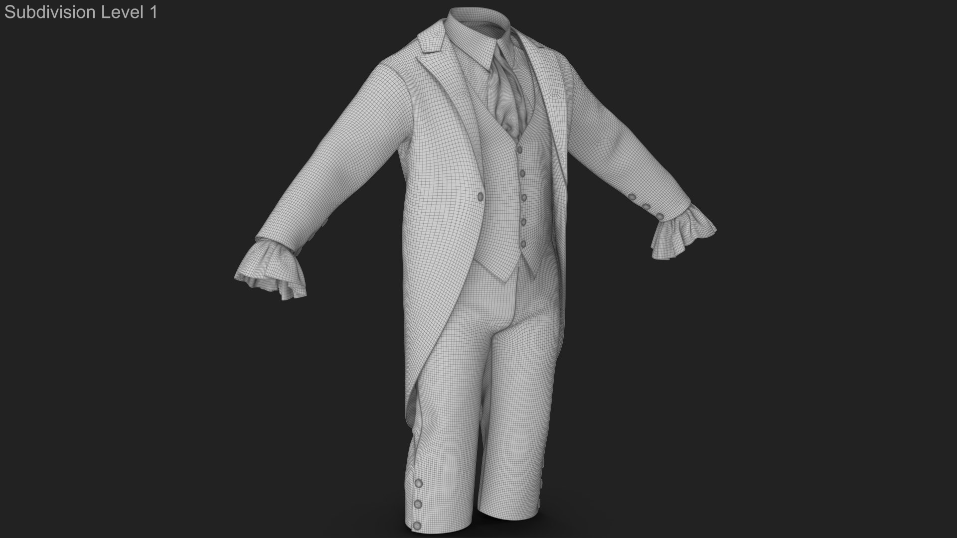 Tailcoat Suit 3 3D model https://p.turbosquid.com/ts-thumb/SM/NV2dXF/Vr/wireframe_01/jpg/1662701333/1920x1080/fit_q87/c9c4aa7e74ab2b089c44001be018af1fb95021fc/wireframe_01.jpg