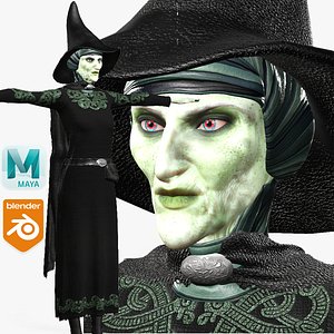 Realistic Rigged Halloween Witch Character 3D Model