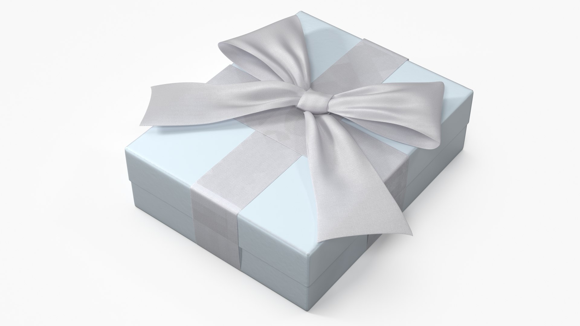 Blue Gift Box with Ribbon 3D model preview