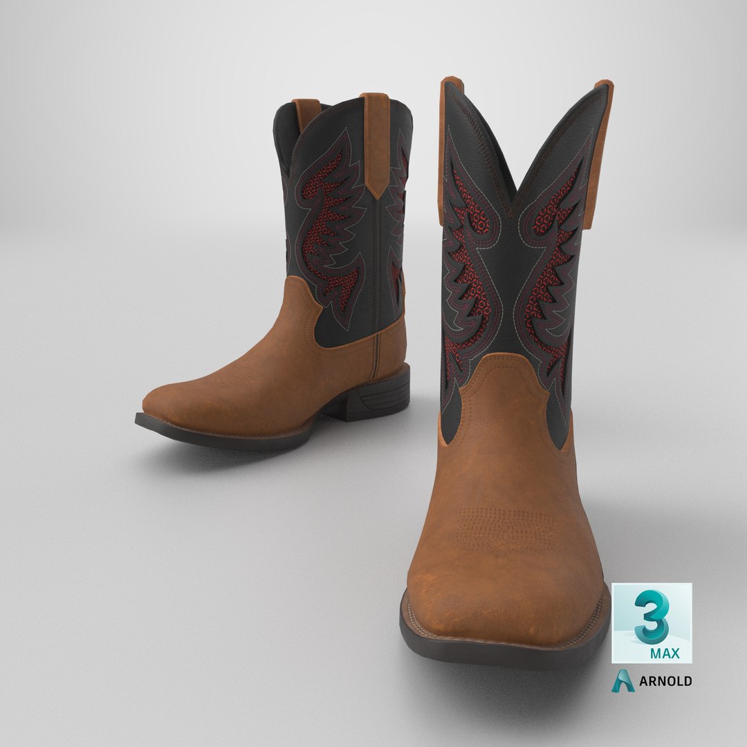 Classic Brown Black Western Cowboy Boots 3D https://p.turbosquid.com/ts-thumb/SM/dNs6Pv/51/stemcell_max_arnold_render/png/1771235256/1920x1080/fit_q87/afb401da2d95573d16393c3b7b61fa1deb55c6a8/stemcell_max_arnold_render.jpg