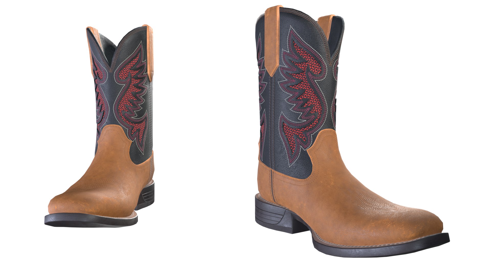 Classic Brown Black Western Cowboy Boots 3D https://p.turbosquid.com/ts-thumb/SM/dNs6Pv/Z4/v2/png/1754410568/1920x1080/fit_q87/7f398887ab70389355dfe9a2e9bba42efbcdd861/v2.jpg
