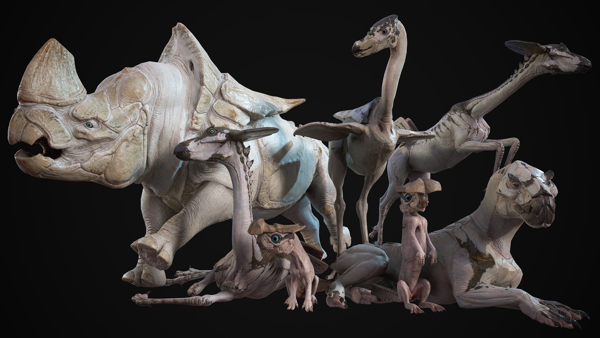 3D Alien Fauna Pack https://p.turbosquid.com/ts-thumb/SM/n4bDhP/ua/leucisticgroup/jpg/1742852599/1920x1080/fit_q87/f8af81b5d282916a43758fc497c78e5a0333dd42/leucisticgroup.jpg