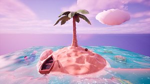 Stylized island with palm tree 3D model