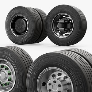 Industrial Transport Wheels with Radial Tires 3D model