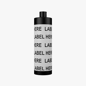 3D Black Plastic Cylinder Bottle 1000 ml model