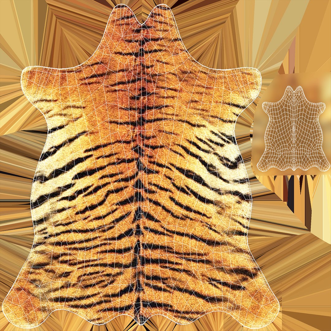 3D Tiger Hide Rug With Fur - TurboSquid 1846761