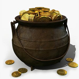 pot gold coin 3d c4d